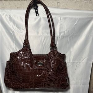 Elegant Brown Crocodile-Embossed Women's Bag